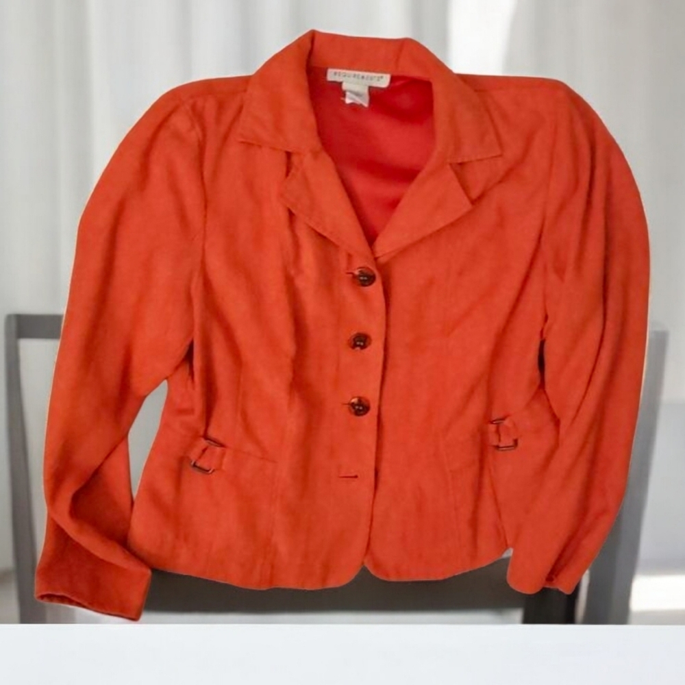 Lightweight orange comfy Requirements jacket size large orange blazer embossed - Picture 7 of 16